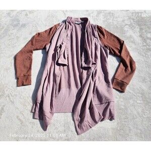 LOGO Lounge by Lori Goldstein Size Med French Terry Cardigan with Pockets Mauve